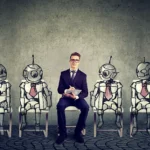 Human vs Robots concept