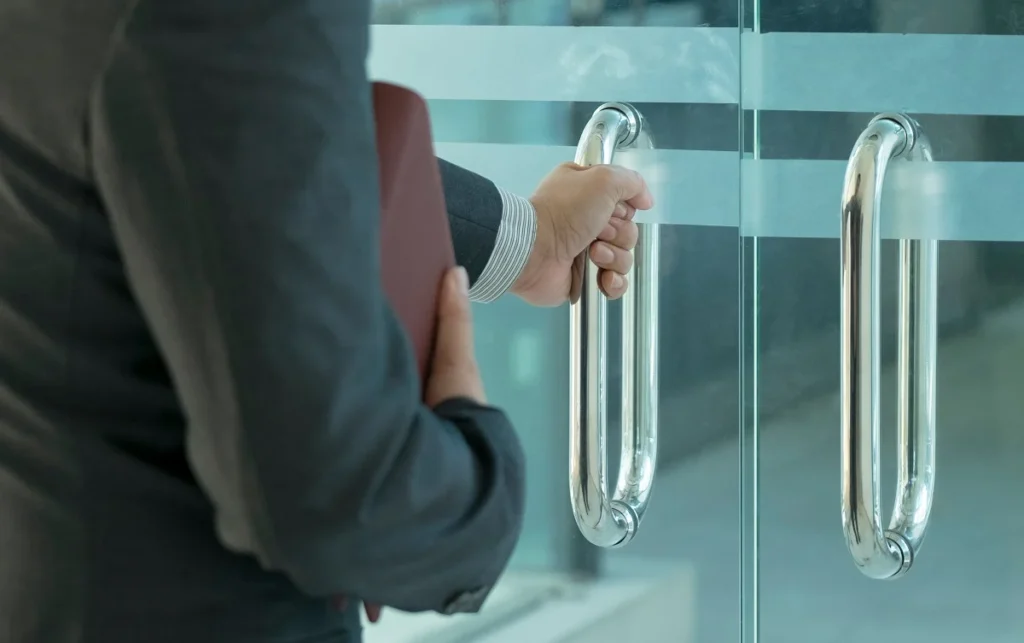 Businessman entering an office