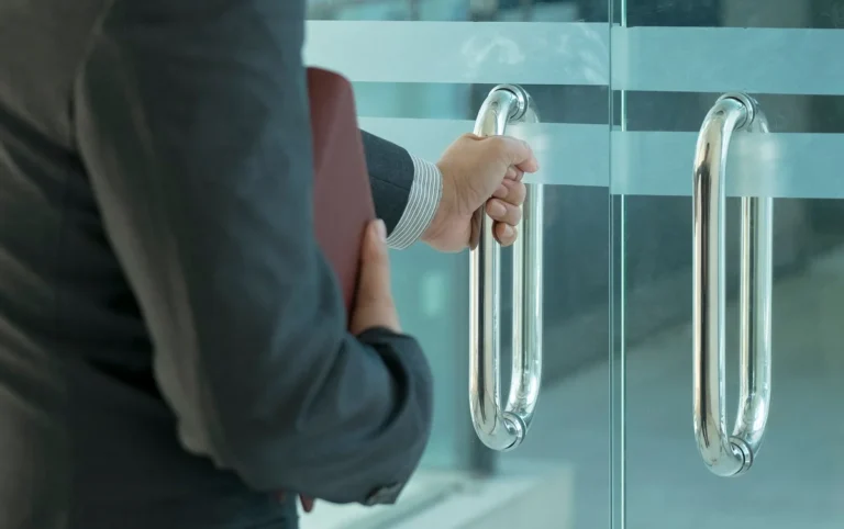 Businessman entering an office