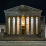 The Supreme Court of the United States at night