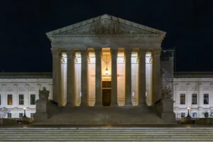 The Supreme Court of the United States at night