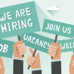 Men hands holding signs with Vacancy, Job, We are hiring