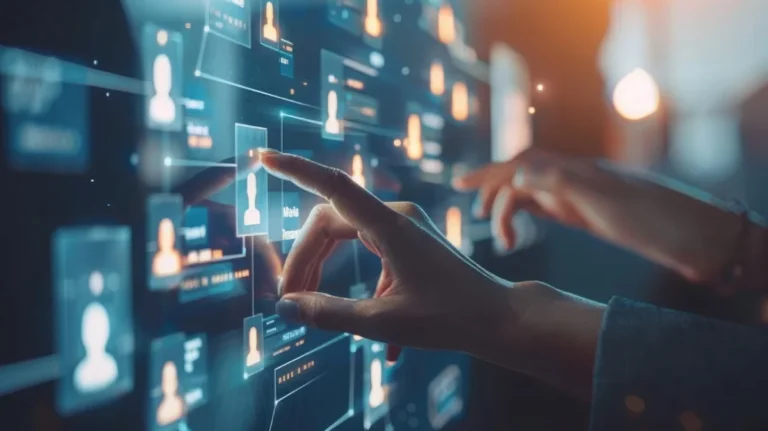 Business people touching on screen to target customer, Human resources management and recruitment business process concept with HR manager selecting candidate for hiring